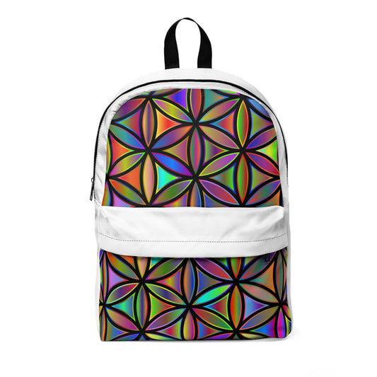 Holographic, Geometric Backpack | Unisex Classic Daypack for School, Office, Travel, Festival, Eco-Friendly Bag, Stylish Gift