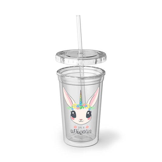 Cute Unicorn Acrylic Cup, Fun Travel Tumbler for Kids, Perfect Party Favor, Easter Gift, Summer Drinkware