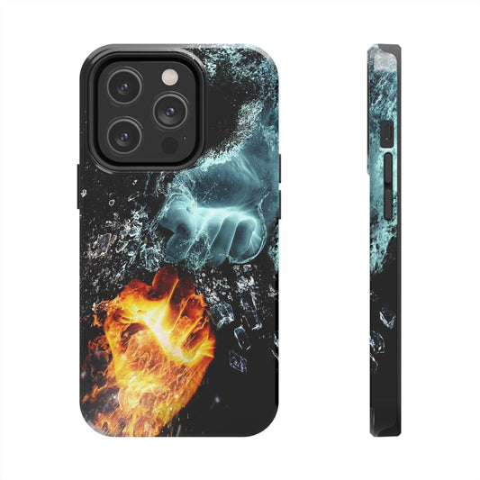 Durable iPhone 14, 14 Pro, 14 Plus, 14 Pro Max Case with Fire and Ice Design, Tough Phone Cases for Men, Protective Case