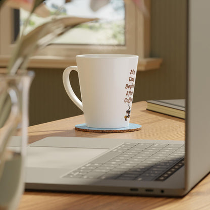 Inspirational Coffee Mug - My Day Begins After Coffee, 12oz Latte Mug for Coffee Lovers, Unique Gift for Tea Enthusiasts, Home & Office