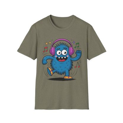 Dancing Monster Music T-Shirt - Fun Graphic Tee for Kids and Adults, Perfect Gift for Music Lovers, Parties, or Casual Wear