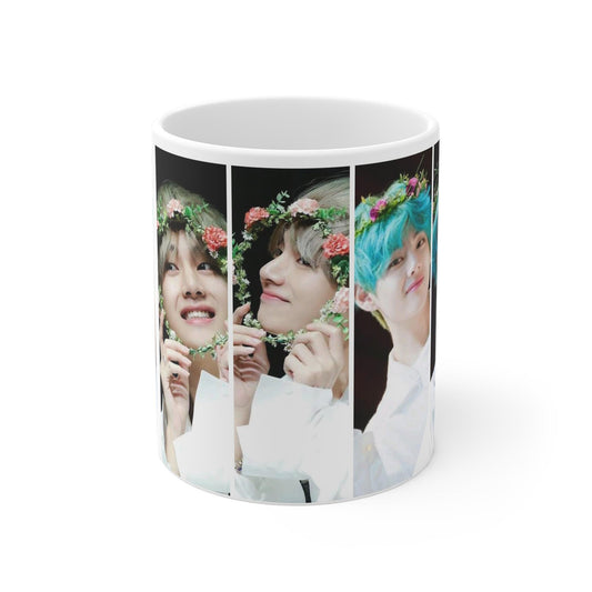 Korean man Floral Coffee Mug, Personalized Mug Gift, Nature Lover Highlight Mug, Aesthetic Home Decor, Unique Tea Cup, Botanical Gift Idea