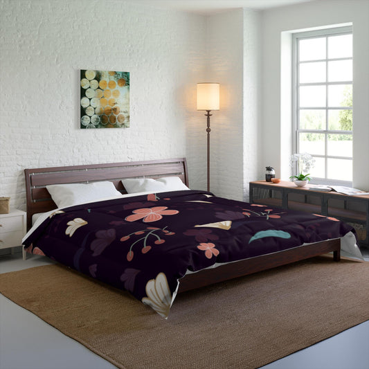 Floral Pattern Comforter | Cozy Bedding for Home, Bohemian Decor, Gift for Her, Spring Collection, Bedroom Makeover