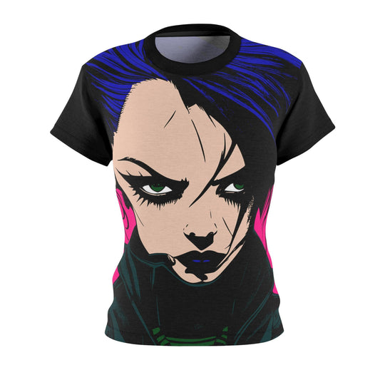 Edgy Graphic Tee for Bold Women - Unique Cut & Sew Design, Casual Wear, Gift for Her, Festival Fashion, Statement T-Shirt